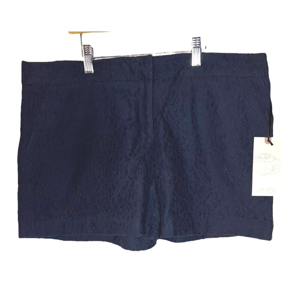Lila Rose Womens Blue Lace Shorts Size 12 Floral Pattern Zip Closure